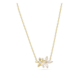 Fio com pendente flor banhado a ouro com zircónia