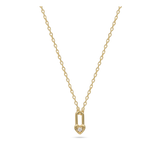 Fio com pendente coração banhado a ouro com zircónias