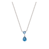 Fio com pendente lágrima em prata 925 com zircónia azul