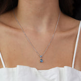 Fio com pendente lágrima em prata 925 com zircónia azul
