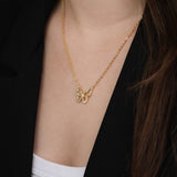 Fio com pendente, Banhado a Ouro, Zircónia de cultivo