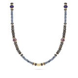 Colar de pedra banhado a ouro com zircónia, jadeíte, lápis e quartzo