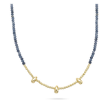Colar de pedras banhado a ouro com ágata e jadeíte