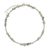 Colar choker em prata 925 com aventurina e pérolas
