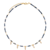 Colar choker, Banhado a Ouro, Zircónia de cultivo, Madrepérola de cultivo, Vidro cristal, Jadeíte de cultivo