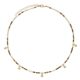 Colar choker banhado a ouro com zircónia e quartzo