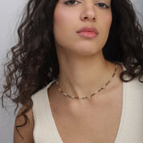 Colar choker banhado a ouro com quartzo e zircónias