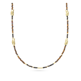 Colar de pedra banhado a ouro com ágata preta e olho-de-tigre