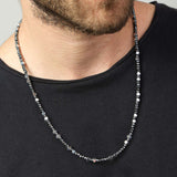 Colar masculino de aço inoxidável com hematite
