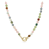 Colar de pedras banhado a ouro com ágata e jadeíte