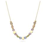 Colar de pedra banhado a ouro com cristal colorido