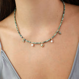 Colar de pedra, Banhado a Ouro, Zircónia de cultivo, Pérola cultivada, Turquesa de cultivo