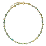 Colar choker, Banhado a Ouro, Zircónia de cultivo, Amazonita de cultivo