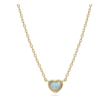 Fio com pendente coração banhado a ouro com opala