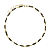 Colar choker banhado a ouro com cristal preto