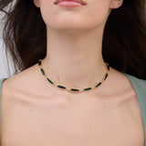 Colar choker banhado a ouro com cristal preto