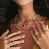 Colar de pedras banhado a ouro com zircónia e cristal castanho