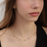 Colar de charms olho banhado a ouro com esmalte azul
