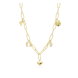 Colar com charms banhado a ouro com zircónias