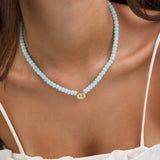 Colar choker banhado a ouro com zircónia e vidro cristal