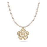 Colar de pedra banhado a ouro com madrepérola