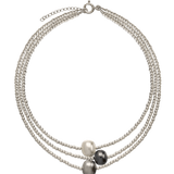 Colar de pedra de hematite com madrepérola