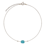 Colar choker em prata 925 com ágata azul