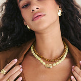 Colar choker, Banhado a Ouro, Jadeíte de cultivo