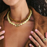 Colar choker, Banhado a Ouro, Jadeíte de cultivo