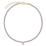 Colar choker banhado a ouro com zircónia e cristal violeta