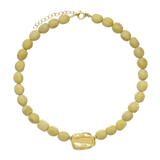 Colar de pedra, Banhado a Ouro, Jadeíte de cultivo, Rezin