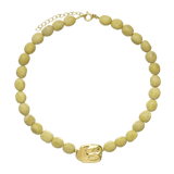 Colar de pedra, Banhado a Ouro, Jadeíte de cultivo, Rezin