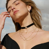 Colar choker flor banhado a Ouro com zircónias