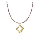 Colar de pedra, Banhado a Ouro, Zircónia de cultivo