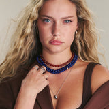 Colar choker banhado a ouro com cornalina vermelho