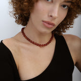 Colar choker banhado a ouro com cornalina vermelho