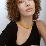 Colar choker banhado a ouro com jadeíte amarela