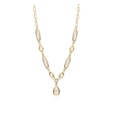 Colar com charms, Banhado a Ouro, Vidro cristal