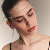 Colar comprido multiusos banhado a ouro com zircónias transparentes