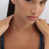 Choker banhado a ouro com zircónias transparentes e castanhas