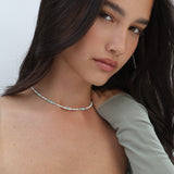 Colar choker banhado a ouro com zircónia verde