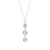 Colar banhado a ouro com com pendentes de cristal azul céu