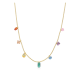 Colar com charms, Banhado a Ouro, Zircónia de cultivo