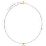 Choker concha banhado a ouro com contas de vidro cristal colorido
