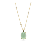 Colar com pendente oval banhado a ouro com cristal verde