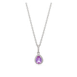 Fio com pendente violeta em prata 925 com zircónias