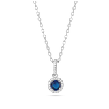 Fio com pendente azul em prata 925 com zircónias