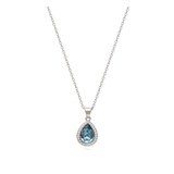 Fio com pendente em prata 925 com zircónias e cristal swarovski azul