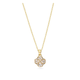 Fio com pendente flor banhado a ouro com zircónias