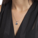 Fio com pendente em prata 925 com zircónia e cristal swarovski azul